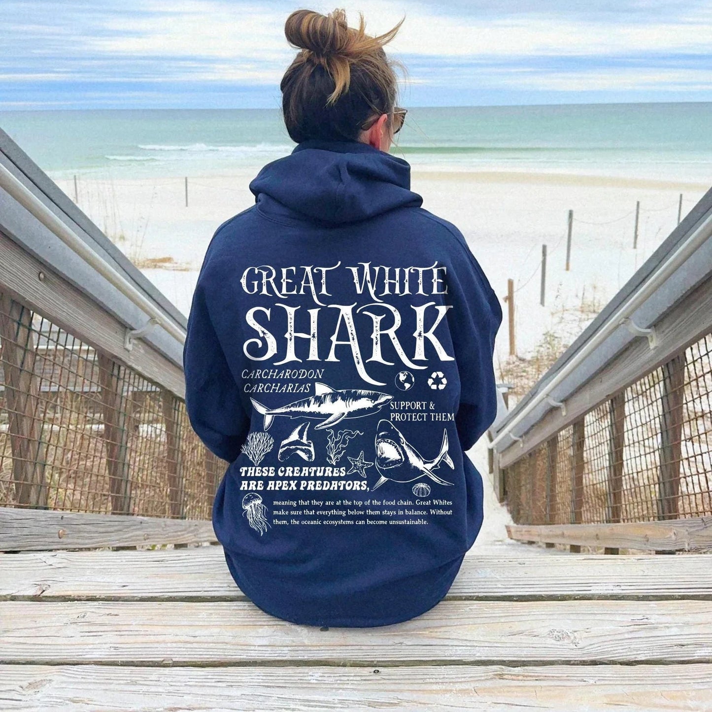 Great White Shark Hoodie V4