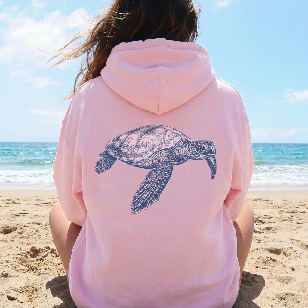Sea Turtle Back Print Hoodie