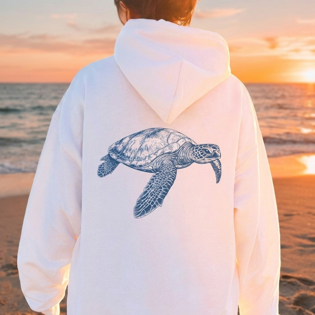 Sea Turtle Back Print Hoodie