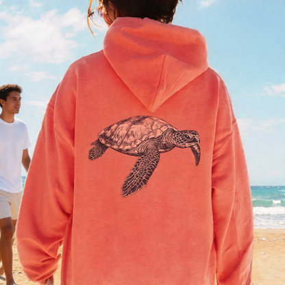 Sea Turtle Back Print Hoodie