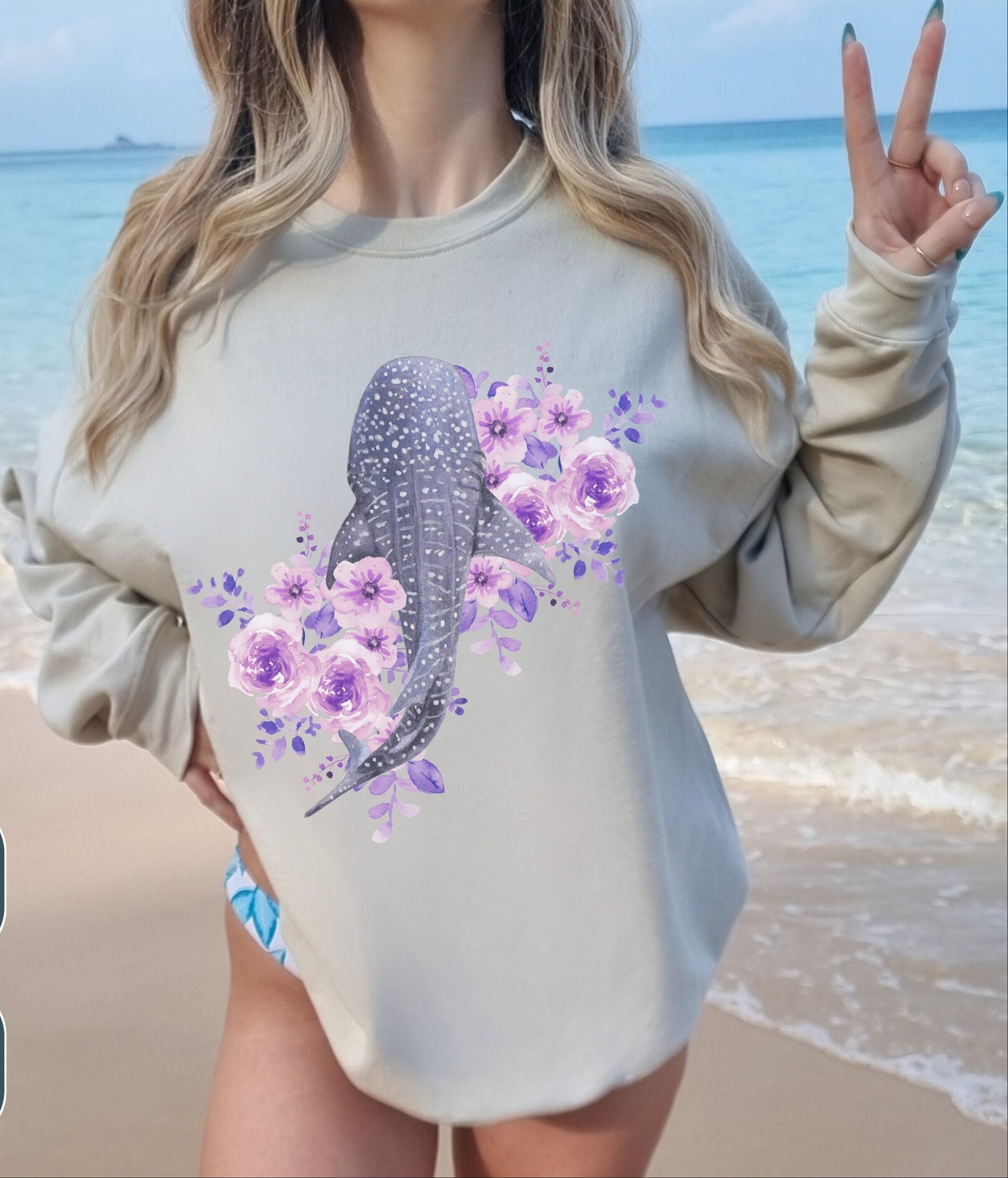 Whale Shark Floral Sweater
