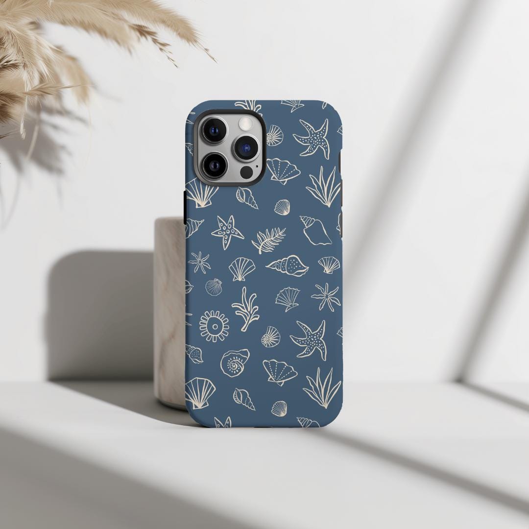 Navy Seashell Phone Case