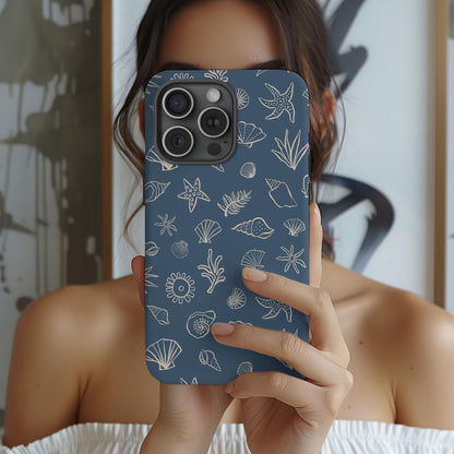 Navy Seashell Phone Case