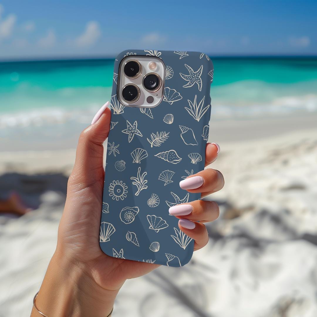Navy Seashell Phone Case