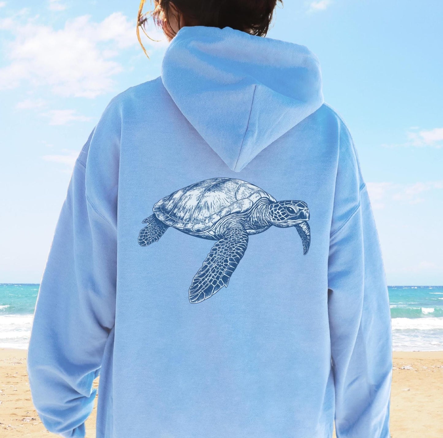 Sea Turtle Back Print Hoodie