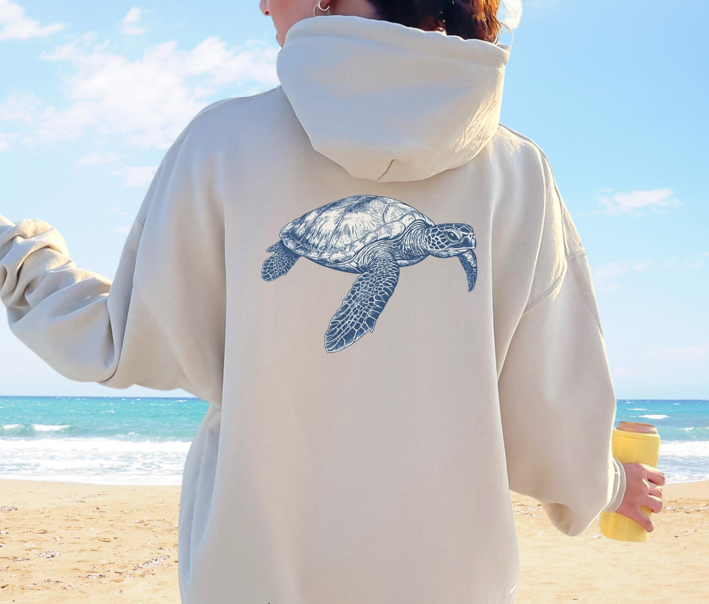 Sea Turtle Back Print Hoodie
