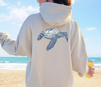 Sea Turtle Back Print Hoodie