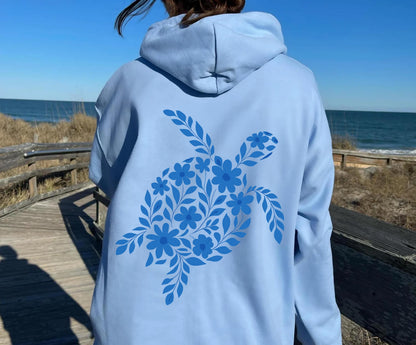 Sea Turtles Floral Hoodie V2