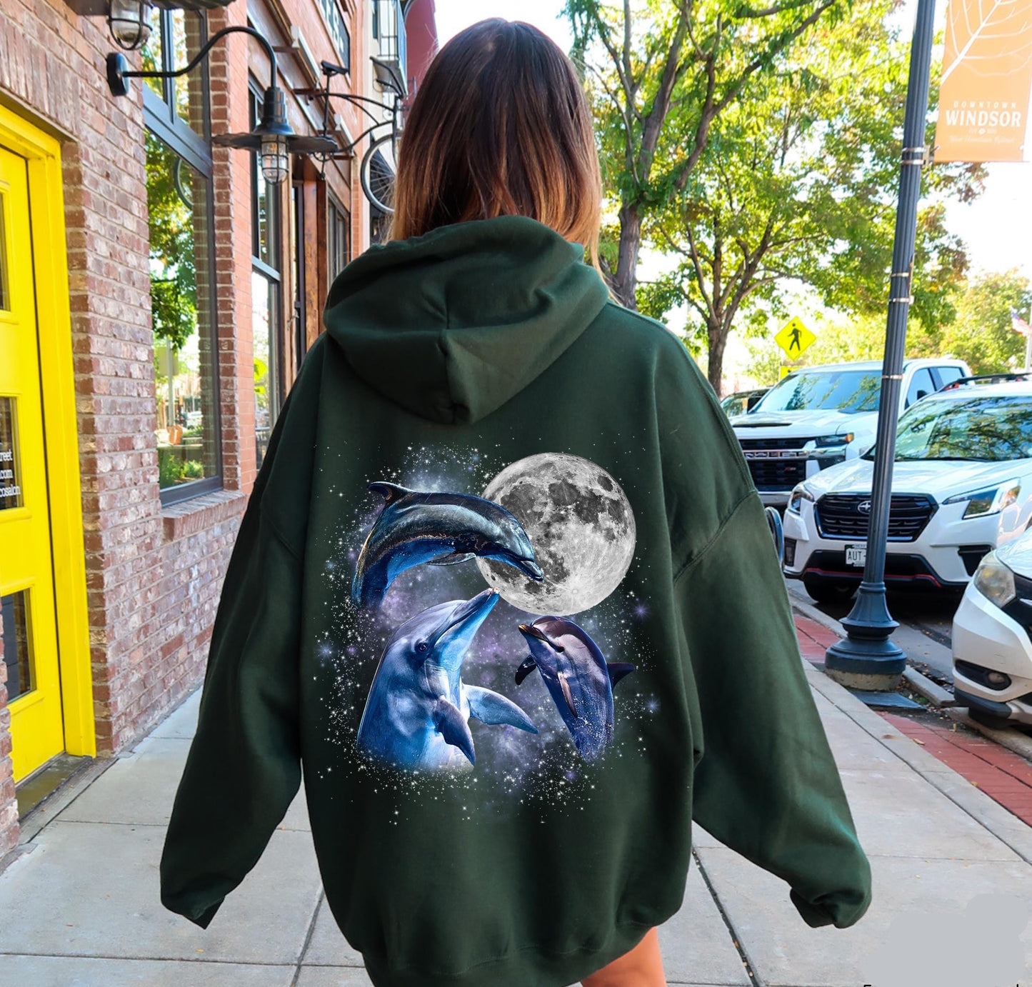 Three Dolphin Moon Hoodie