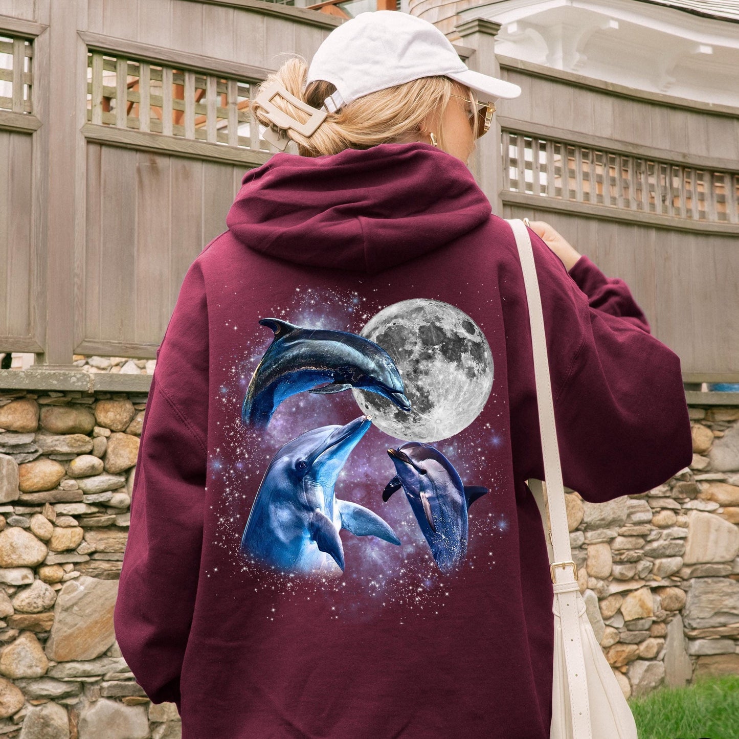 Three Dolphin Moon Hoodie