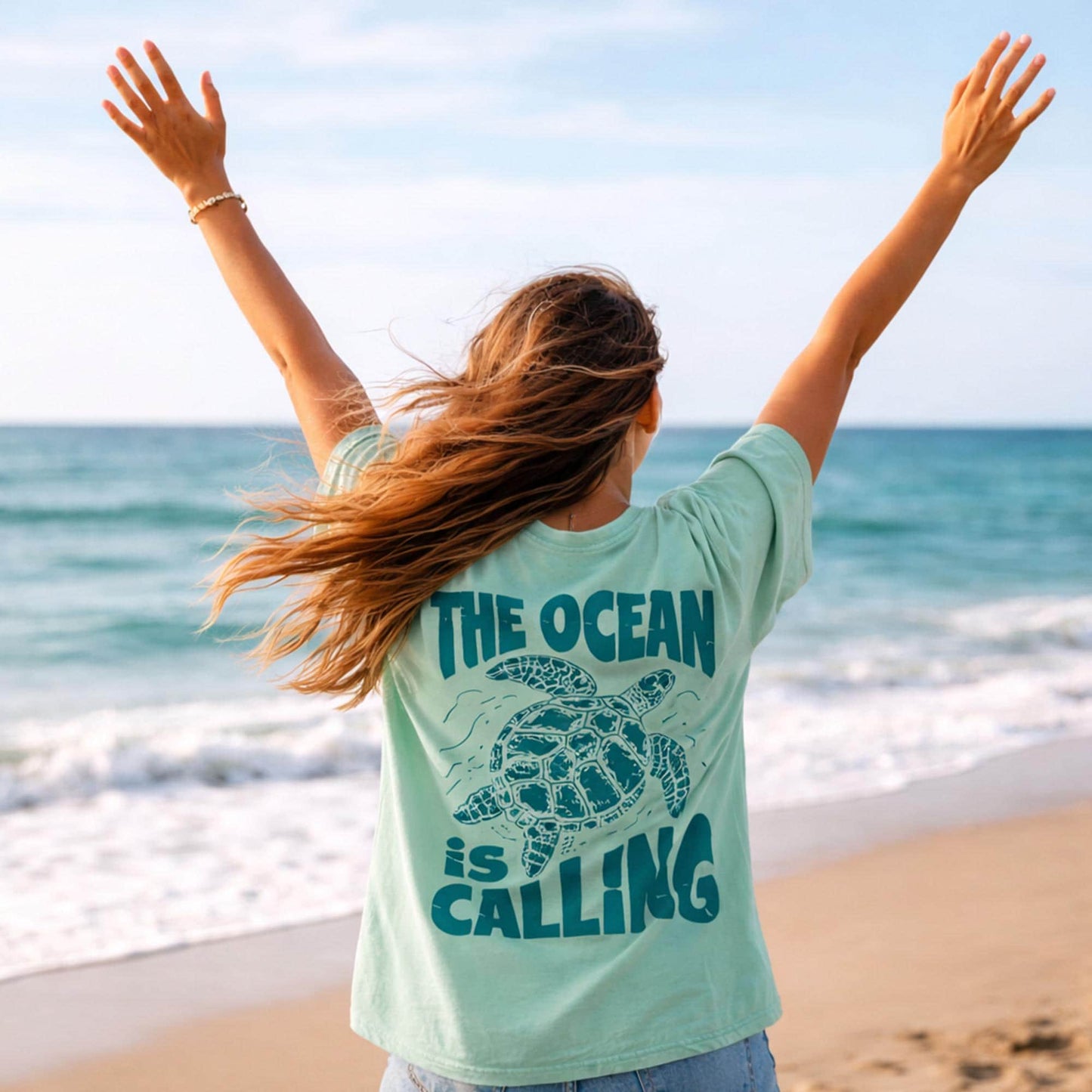 The Ocean Is Calling Turtle Tee