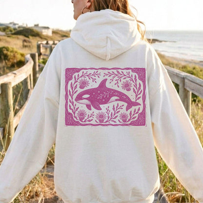 Orca Linocut Style Hoodie